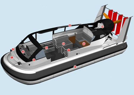 Конструкция катера на воздушной подушке «Кайман 10»