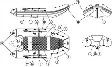 Надувная ПВХ лодка «Касатка KS-335». Схема